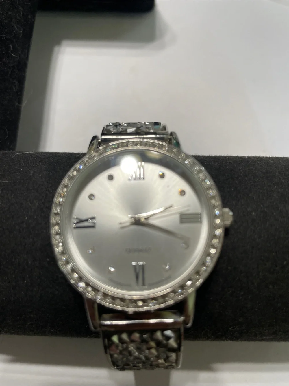 Elegant Silver Women’s Crystal Accent Watch.  Needs Battery.